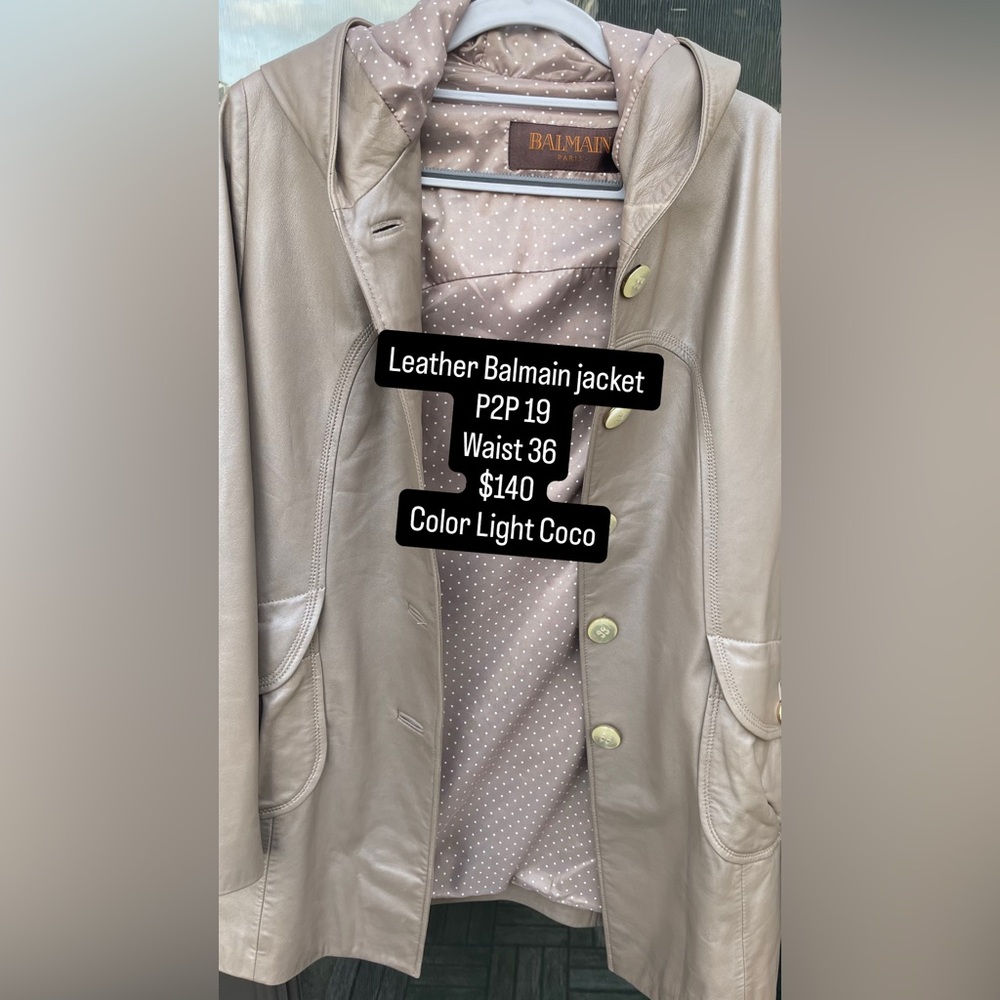 Balmain Leather Jacket in Light Coco